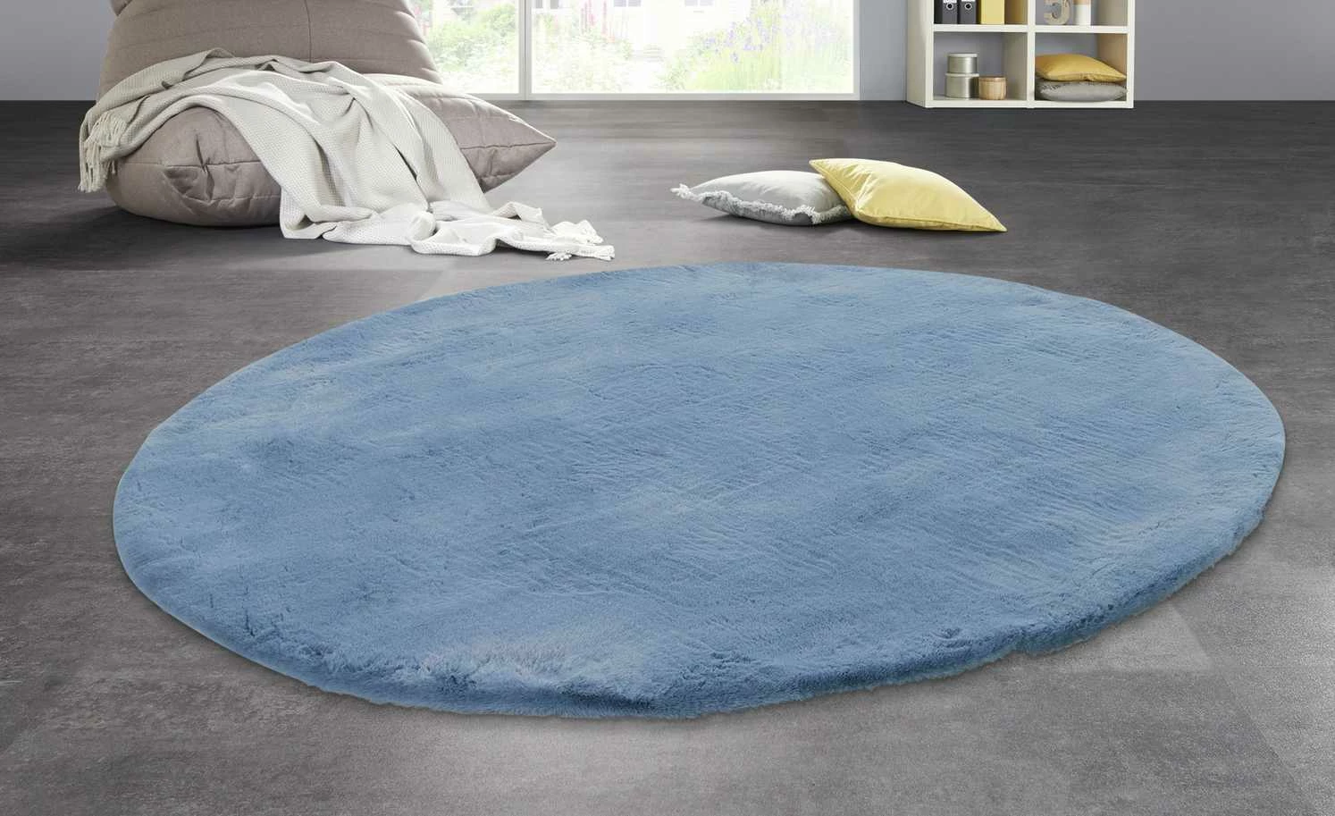 Hochflorteppich Felpa | Blau Ø 160 cm Rund – Bild 3