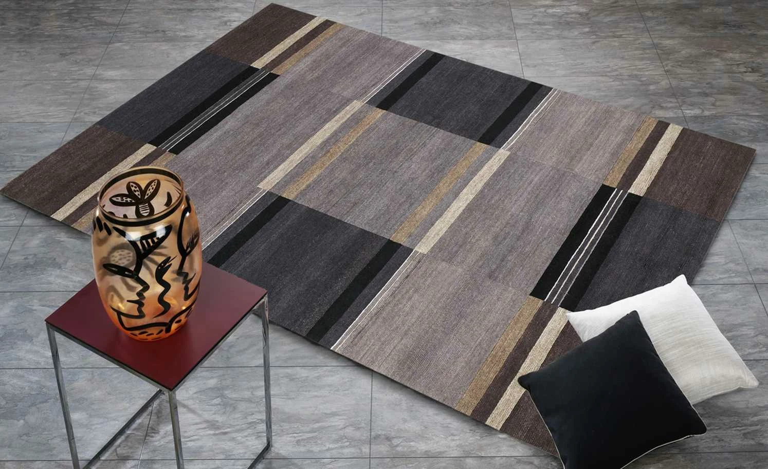 Handgeknüpfter Naturteppich Sensation Silk Soya | 170x240 cm Dunkelgrau