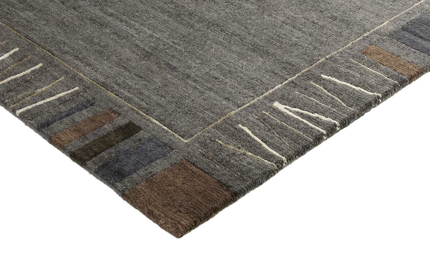 Handgeknüpfter Naturteppich Sensation Silk Rekhi | 90x160 cm Dunkelgrau – Bild 3