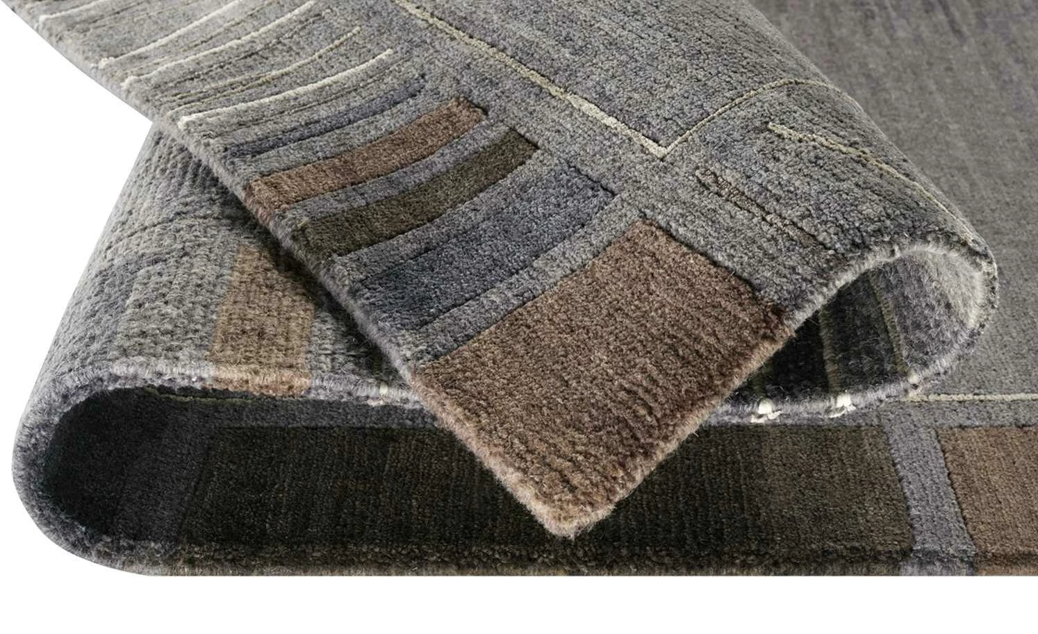 Handgeknüpfter Naturteppich Sensation Silk Rekhi | 90x160 cm Dunkelgrau – Bild 4