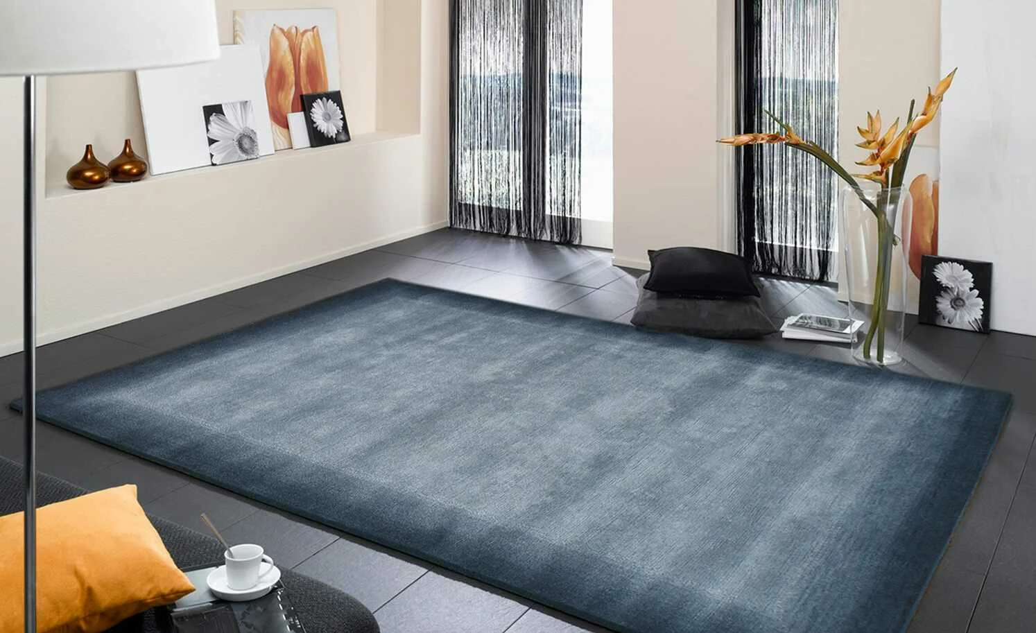 Handgeknüpfter Naturteppich Vinciano Tami | 70x140 cm Blau