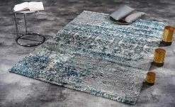 Hochflorteppich Juwel Silenta | Grau / Petrol 140x200 cm