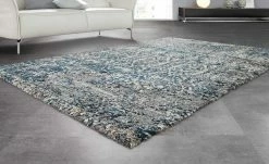 Hochflorteppich Juwel Silenta | Grau / Petrol 200x290 cm