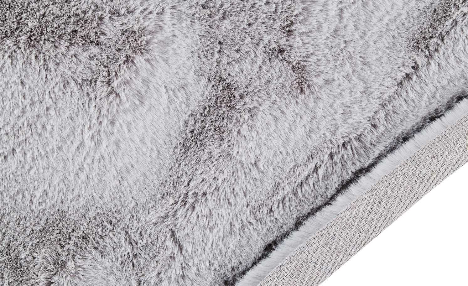 HOME STORY Hochflorteppich Bunny | Ø 160 cm Silbergrau Rund – Bild 3