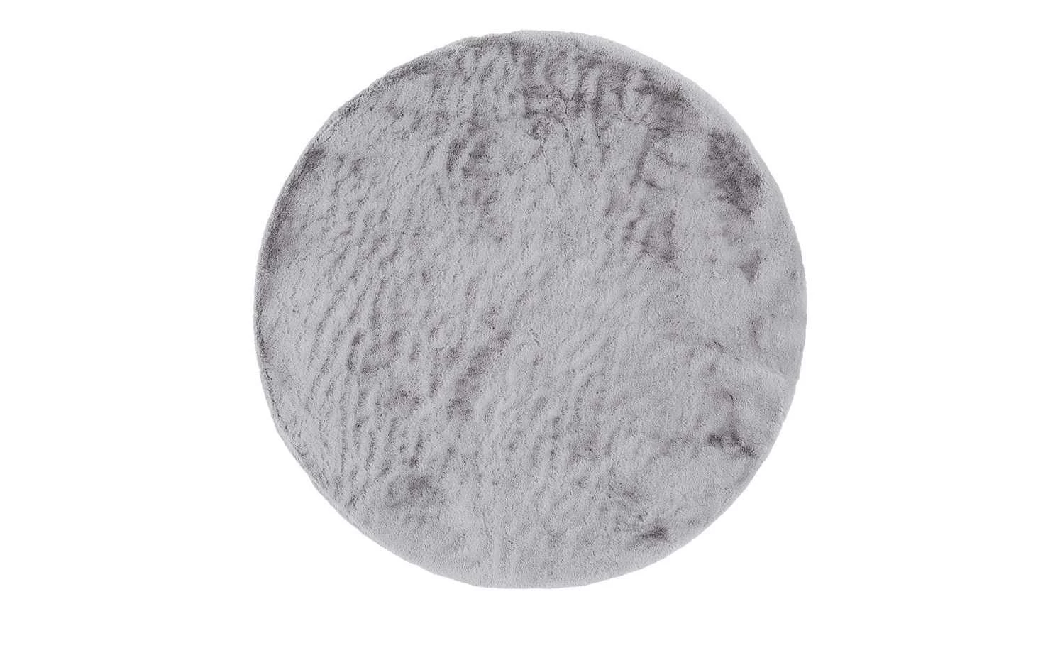 HOME STORY Hochflorteppich Bunny | Ø 160 cm Silbergrau Rund – Bild 2