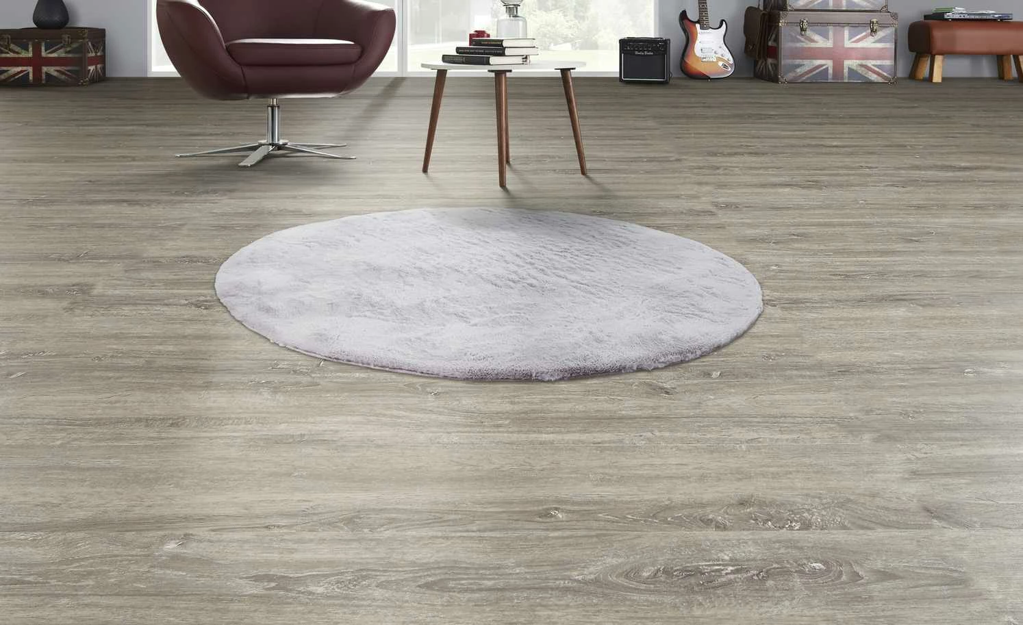 HOME STORY Hochflorteppich Bunny | Ø 160 cm Silbergrau Rund