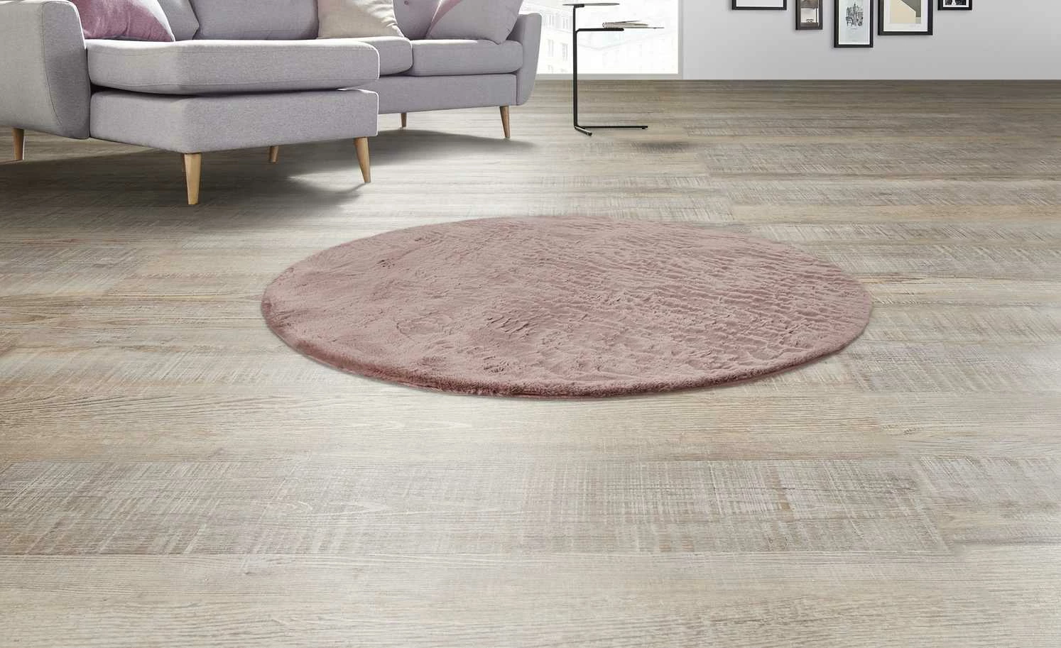 HOME STORY Hochflorteppich Bunny | Ø 160 cm Rosè Rund – Bild 2