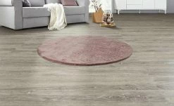 HOME STORY Hochflorteppich Bunny | Ø 160 cm Rosè Rund