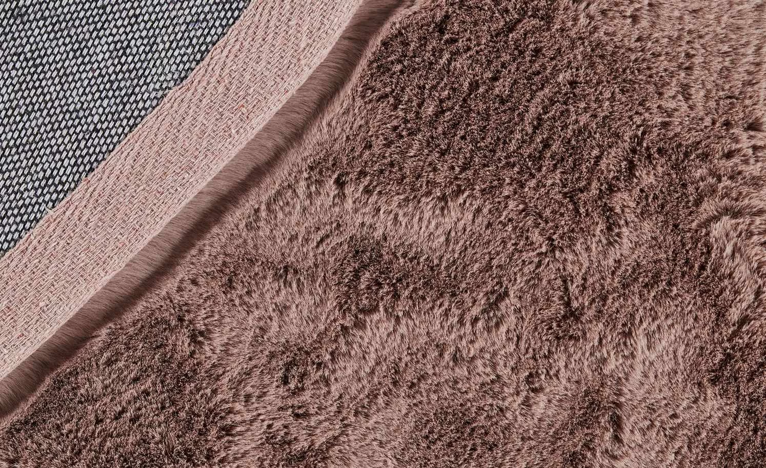 HOME STORY Hochflorteppich Bunny | Ø 160 cm Rosè Rund – Bild 6