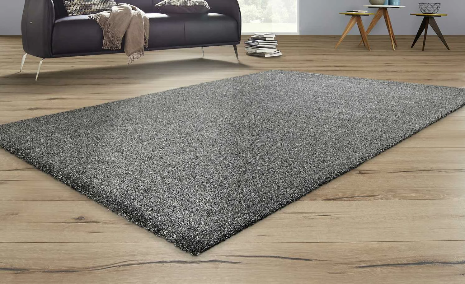 Kurzflorteppich Louvre Melange | Anthrazit 240x340 cm – Bild 2