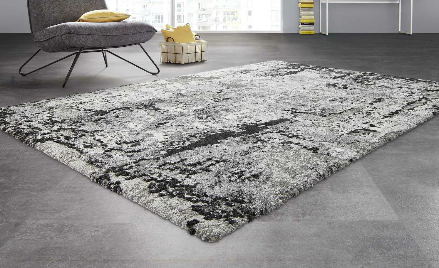 Hochflorteppich Juwel Liray | Grau / Anthrazit 240x340 cm rechteckig