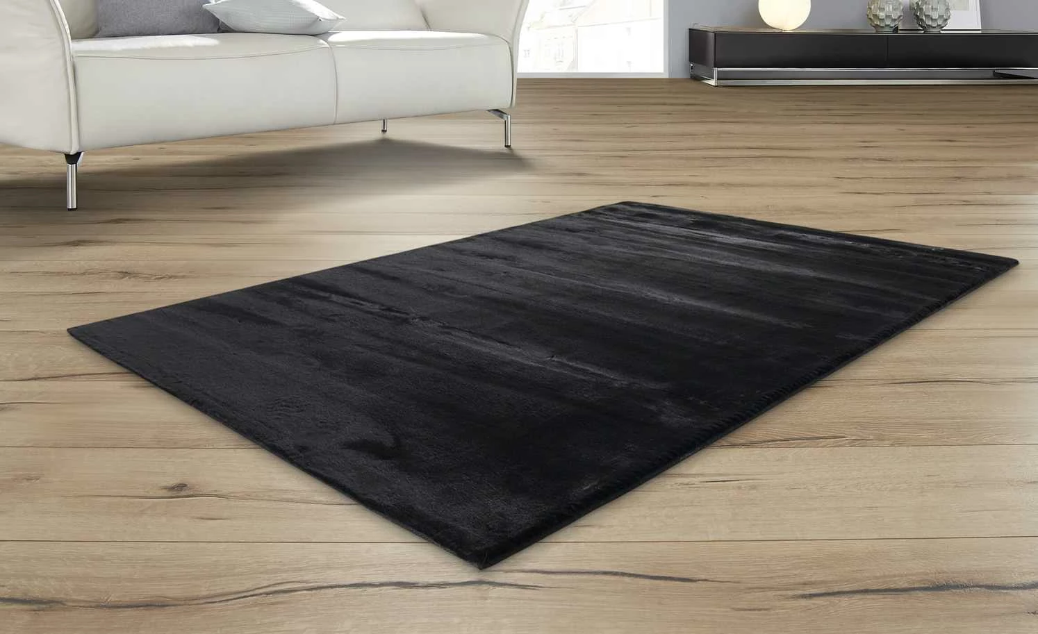 Hochflorteppich Felpa | Schwarz 90x160 cm rechteckig – Bild 6