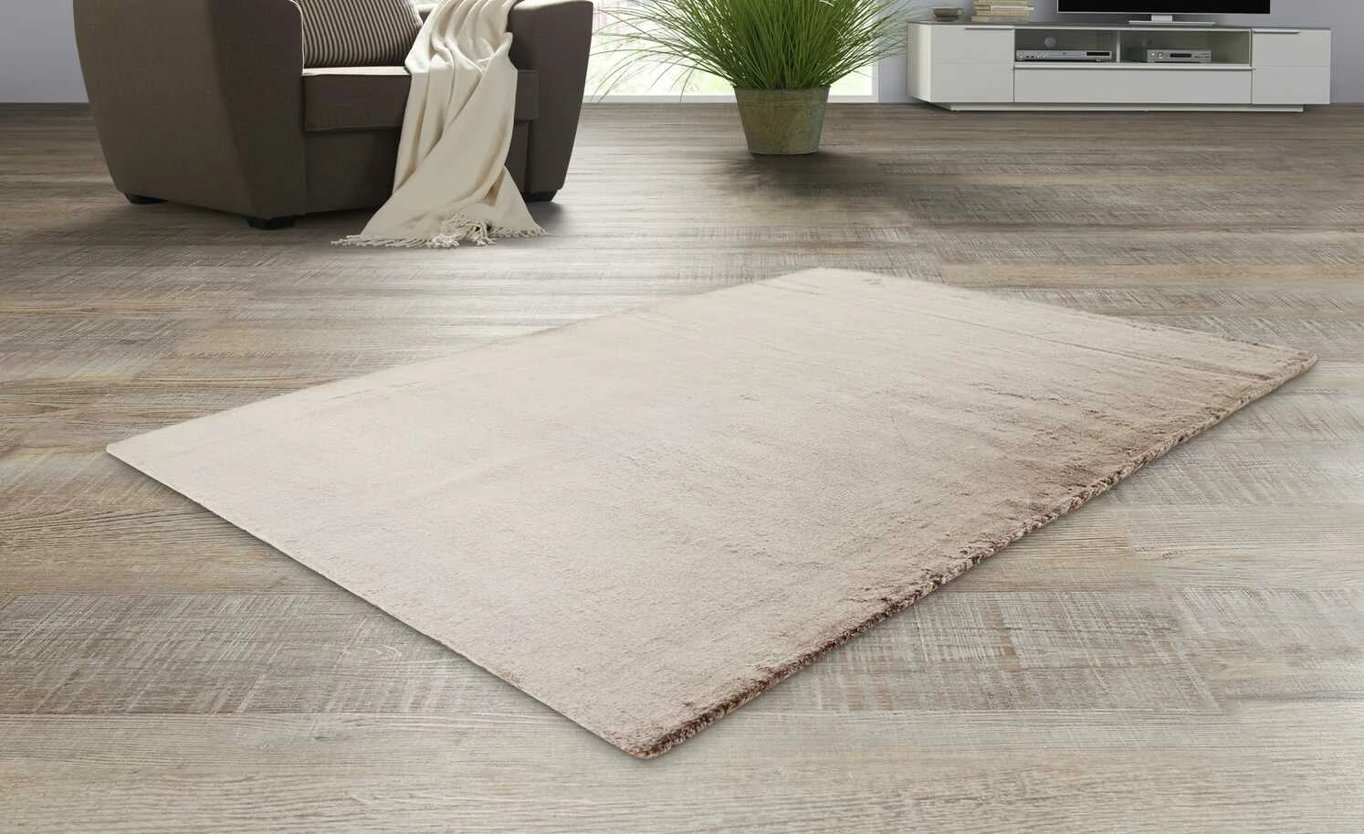 HOME STORY Hochflorteppich Dream | Natur (Beige-Grau) 80x150 cm – Bild 5