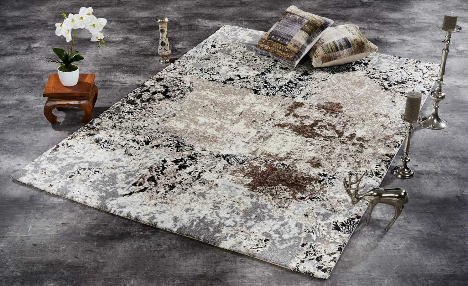 Hochflorteppich Juwel Dramatica | 200x290 cm Braun / Beige – Bild 3