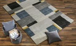 Hochflorteppich Castle Beppo | 80x150 cm Grau / Blau / Gelb