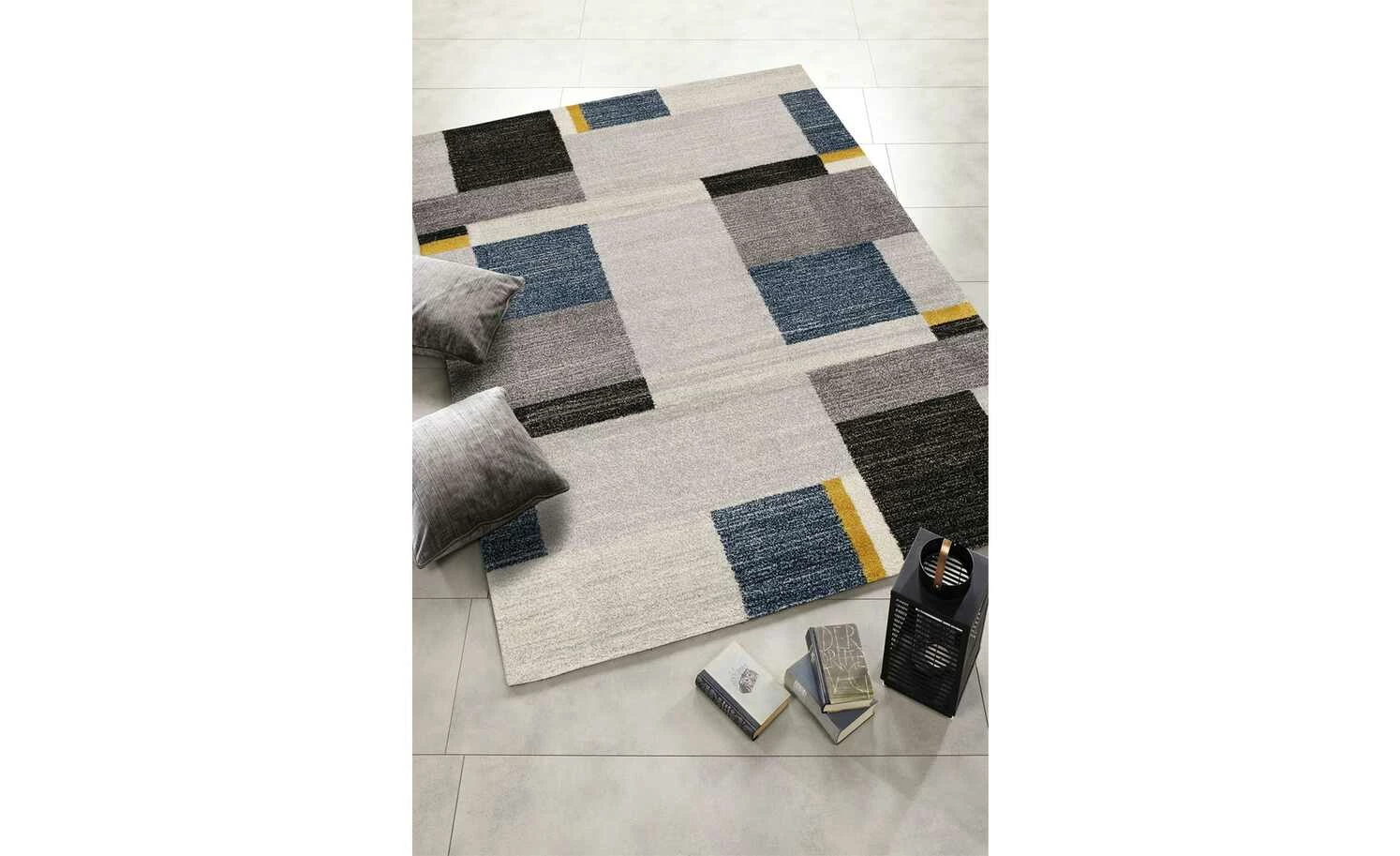 Hochflorteppich Castle Beppo | 240x290 cm Grau / Blau / Gelb – Bild 3