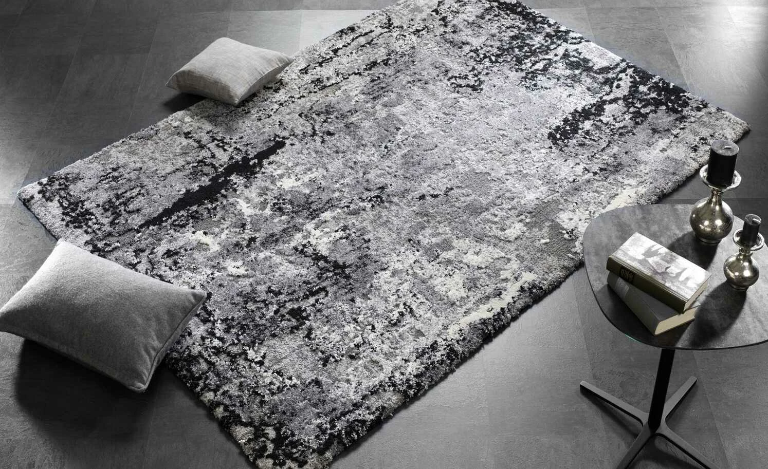 Hochflorteppich Juwel Liray | Grau / Anthrazit 200x250 cm rechteckig – Bild 2