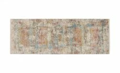 Kurzflorteppich Palermo | Beige / Blau / Orange 80x300 cm Läufer