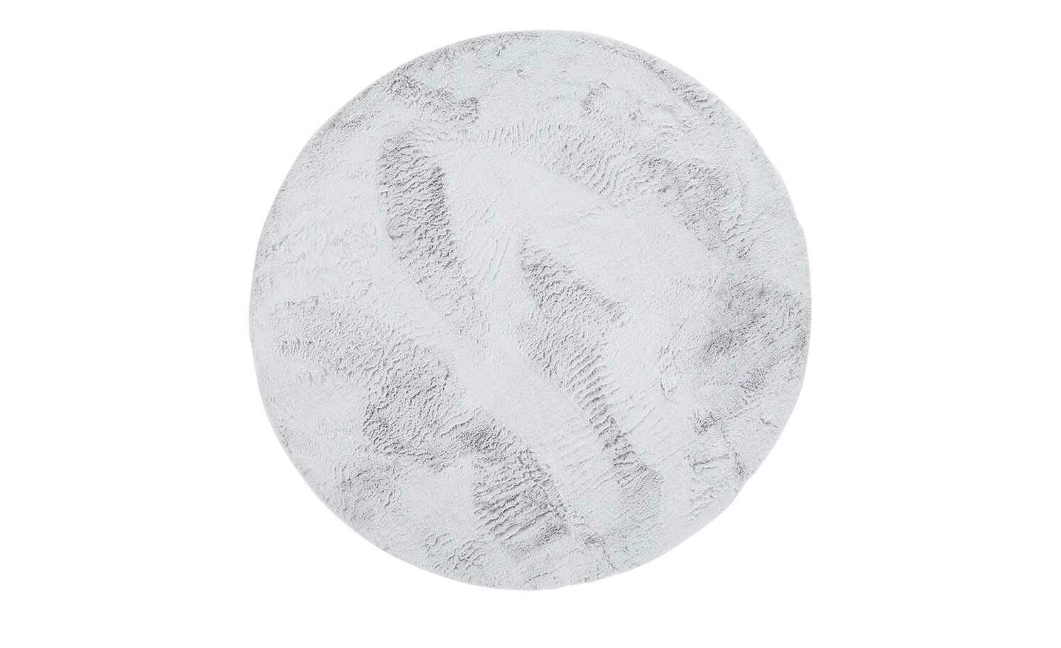 HOME STORY Hochflorteppich Dream | Silbergrau / Weiß Ø 160 cm