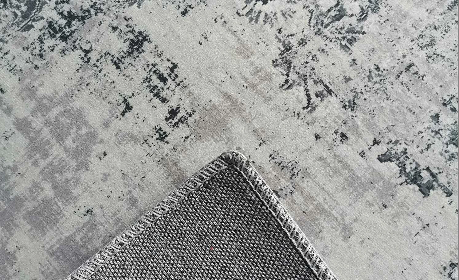 HOME STORY Kurzflorteppich Flat Beauty | Grau 140x200 cm – Bild 4