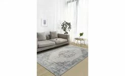 HOME STORY Kurzflorteppich Flat Beauty | Silbergrau 160x230 cm