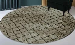 HOME STORY Hochflorteppich Dream Box | Natur (Braun) Ø 160 cm Rund