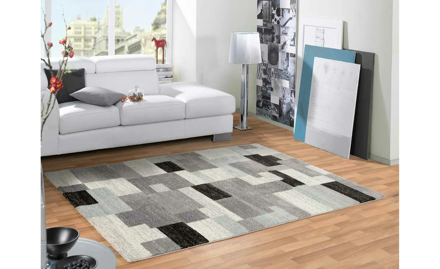 Kurzflorteppich | Grau-Blau 130|cm 65|cm 65x130 cm