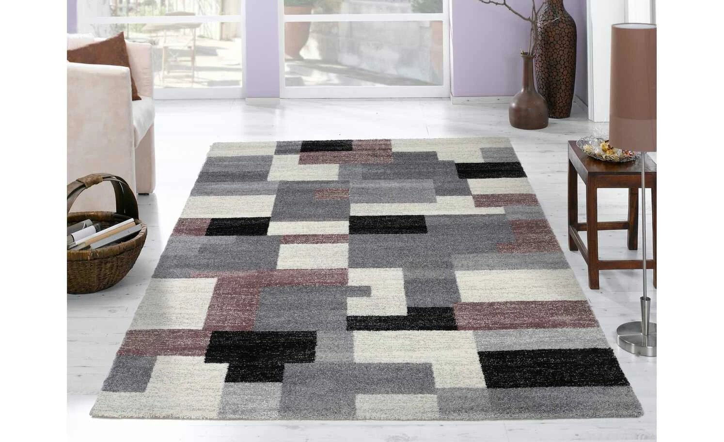 Kurzflorteppich | Grau-Flieder 290|cm 200|cm 200x290 cm