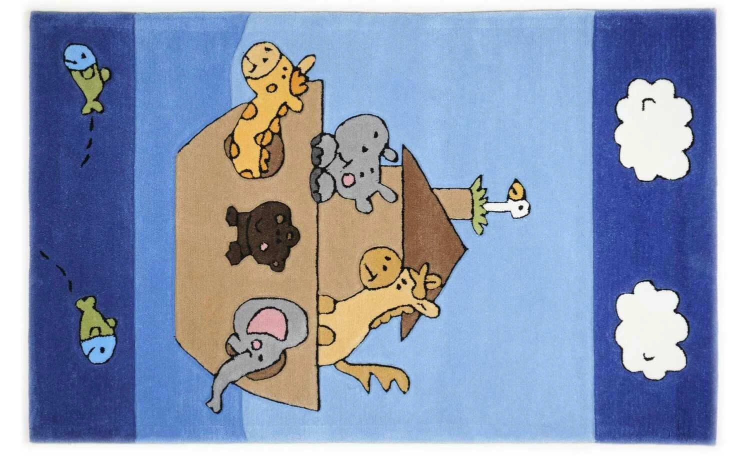 THEKO Kinderteppich | Blau 180|cm 120|cm 120x180 cm