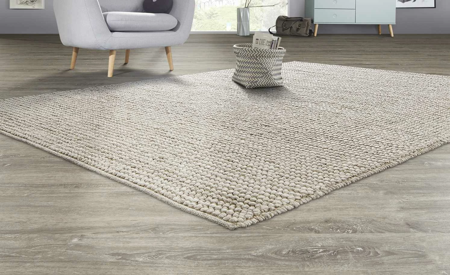 Handgewebter Naturteppich Ruhpolding | Creme 160x230 cm