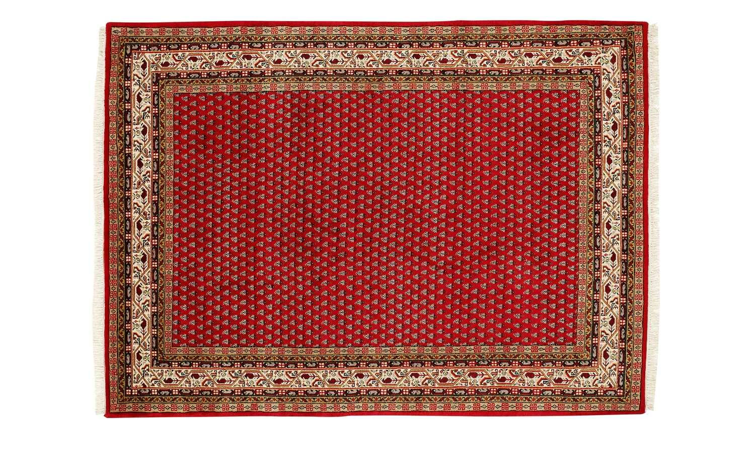 Handgeknüpfter Teppich Sakki Mir | 90x160 cm Rot / Creme – Bild 3