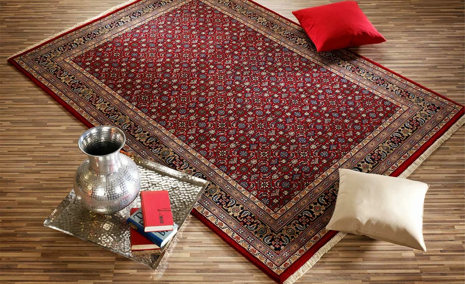 Handgeknüpfter Naturteppich Himla Herati | 200x300 cm Rot / Blau – Bild 2