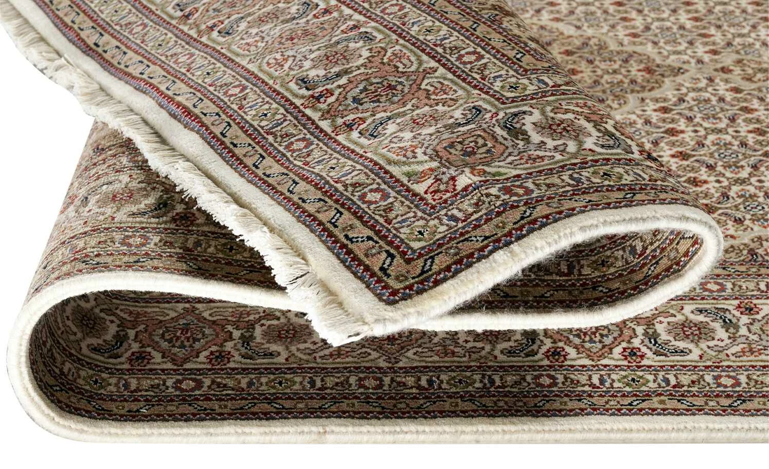 Handgeknüpfter Kurzflorteppich Cavari Mahi | 140x200 cm Creme / Braun – Bild 7