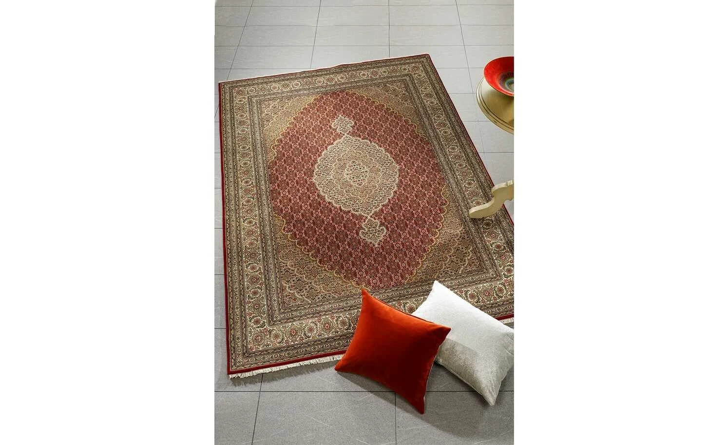 Handgeknüpfter Kurzflorteppich Cavari Mahi | 90x160 cm Rot / Creme