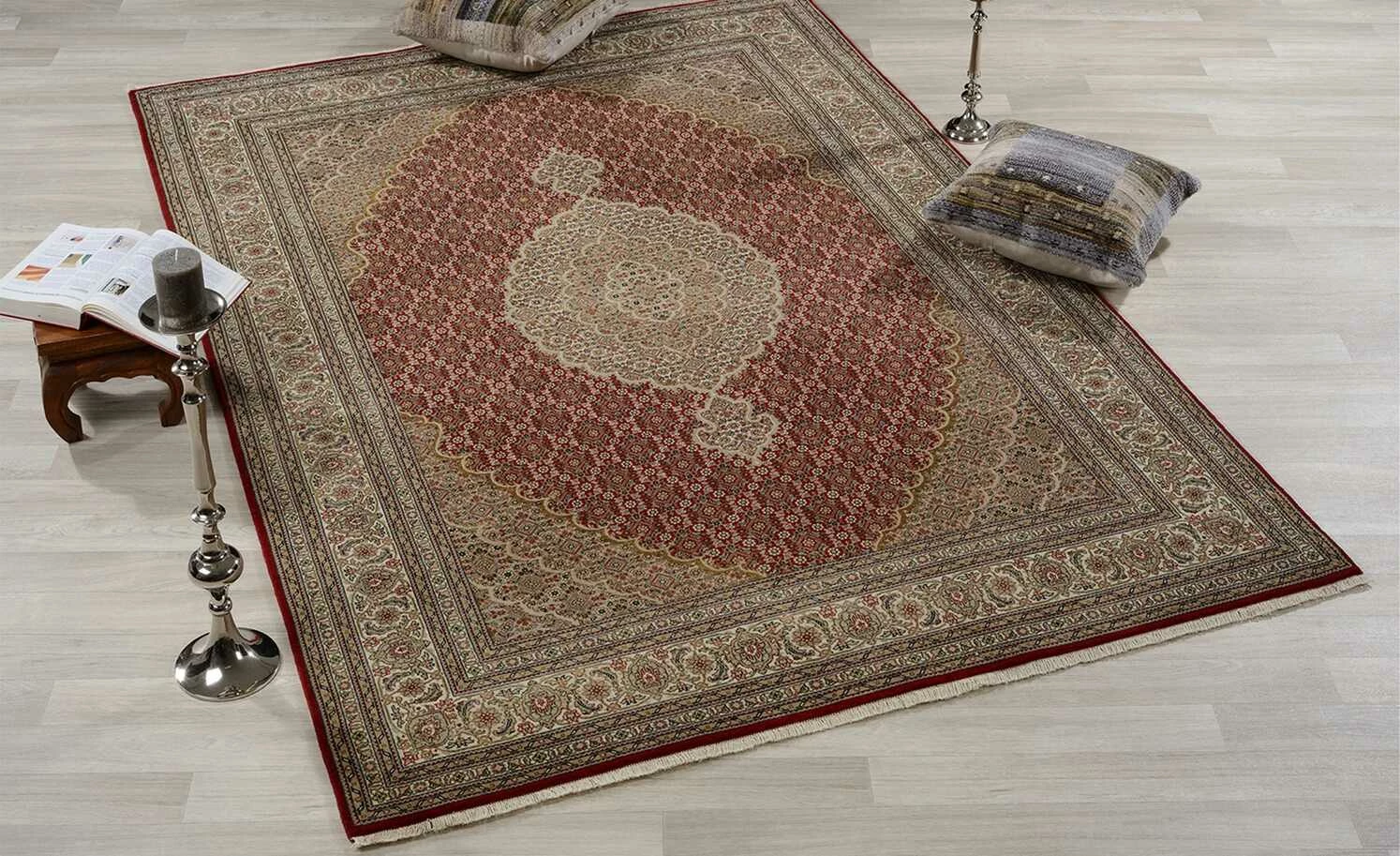 Handgeknüpfter Kurzflorteppich Cavari Mahi | 140x200 cm Rot / Creme – Bild 2