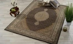 Handgeknüpfter Kurzflorteppich Cavari Mahi | 60x90 cm Schwarz / Creme