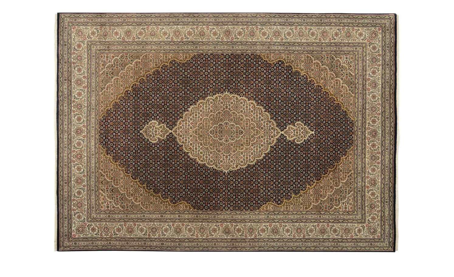 Handgeknüpfter Kurzflorteppich Cavari Mahi | 90x160 cm Schwarz / Creme – Bild 3