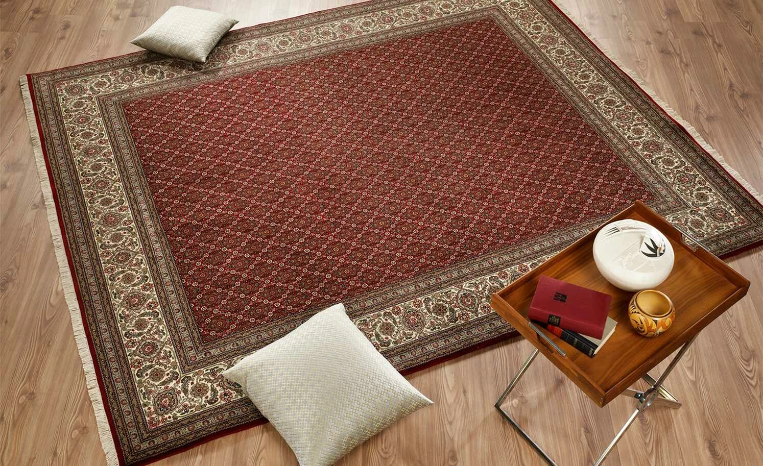 Handeknüpfter Orientteppich Cavari Herati | 90x160 cm Rot / Creme – Bild 2