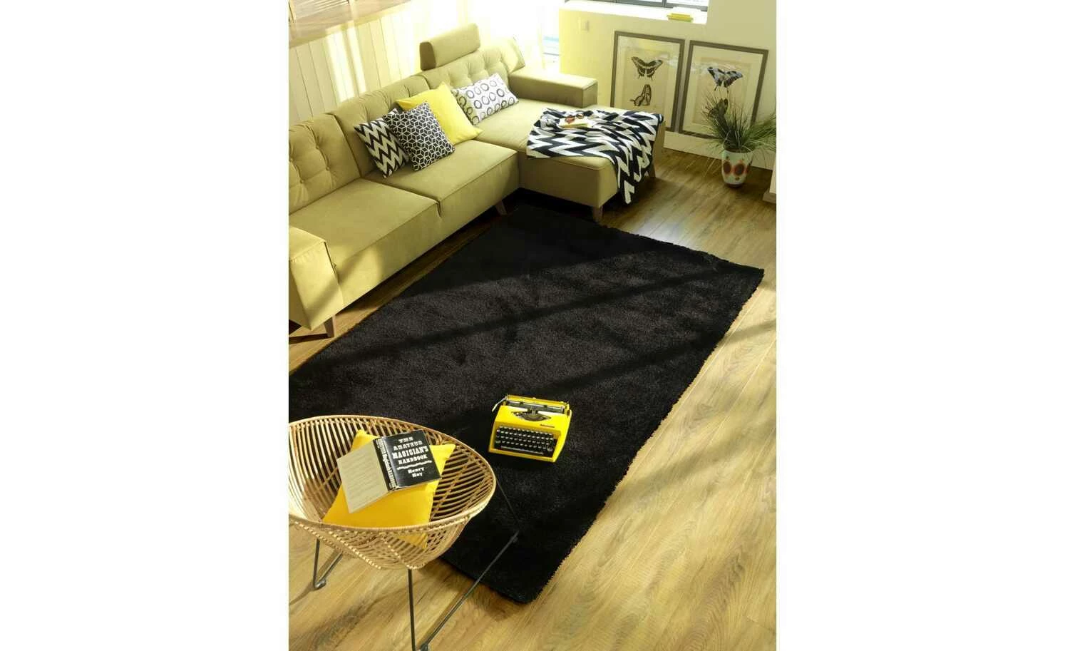 Tom Tailor Handtuft-Teppich Soft uni | Schwarz 65x135 cm